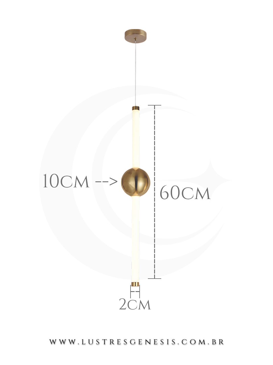 Lustre Pendente Moderno LED Bronze QD05151 Bivolt 18W 3000K 60x7cm, Banheiro, Lavabo, Cabeceira de Cama, Balcao de cozinha